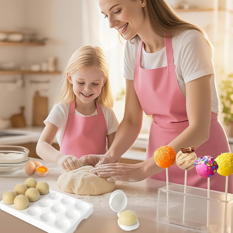 MITCHENIFY Round Sphere Cake Pop Mold Press with Tray Set, Plastic Cake Pop Shapes Cutter and Pusher Kit, Baking Molds Accessories Supplies for Home Baking, Birthday Parties,Wedding Desserts - Image 4